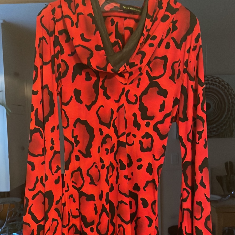 Wish wear red leopard print romper size Large